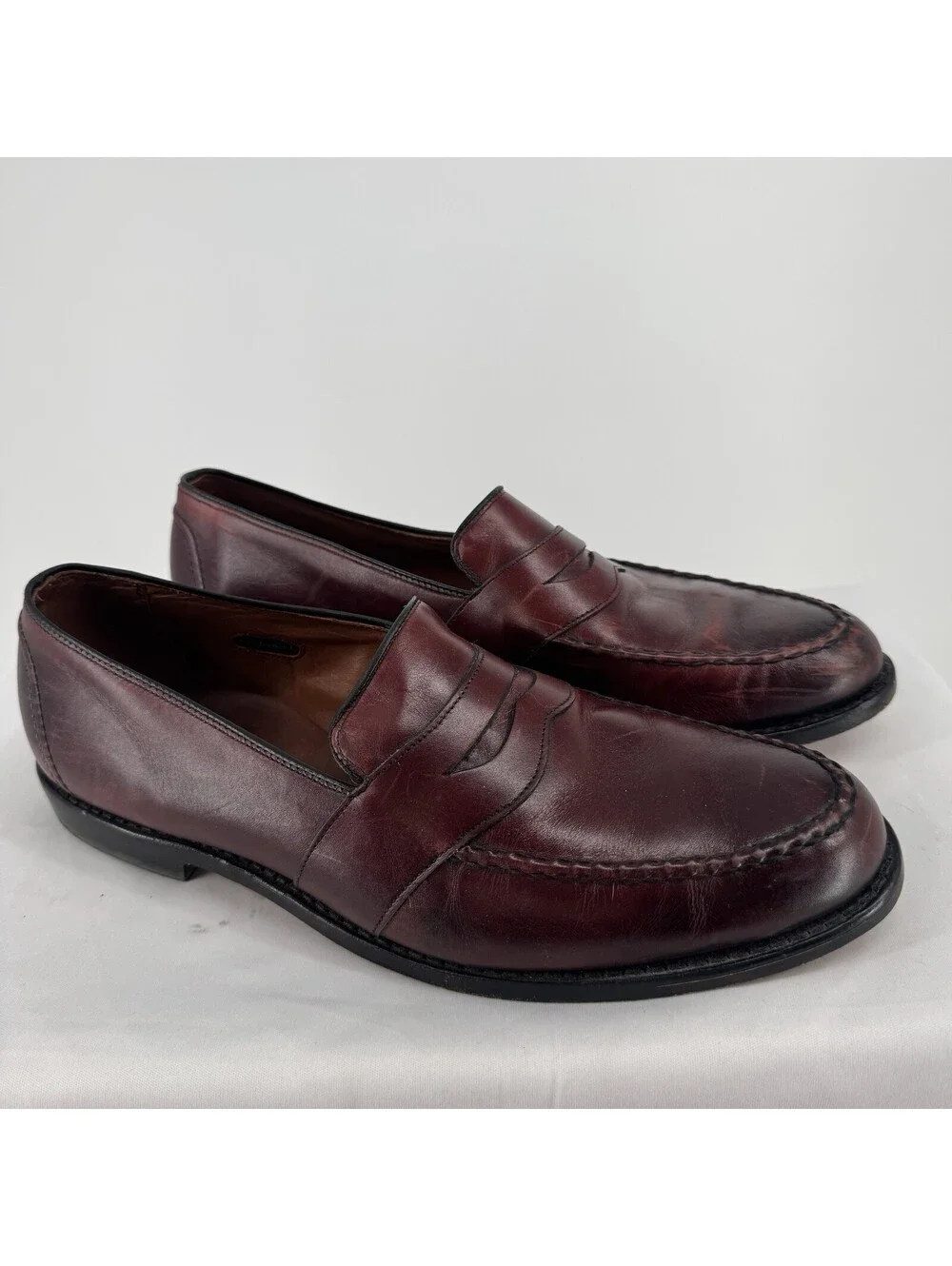 Allen Edmonds shoes mens 13 randolph penny loafers burgundy oxblood moc toe slip